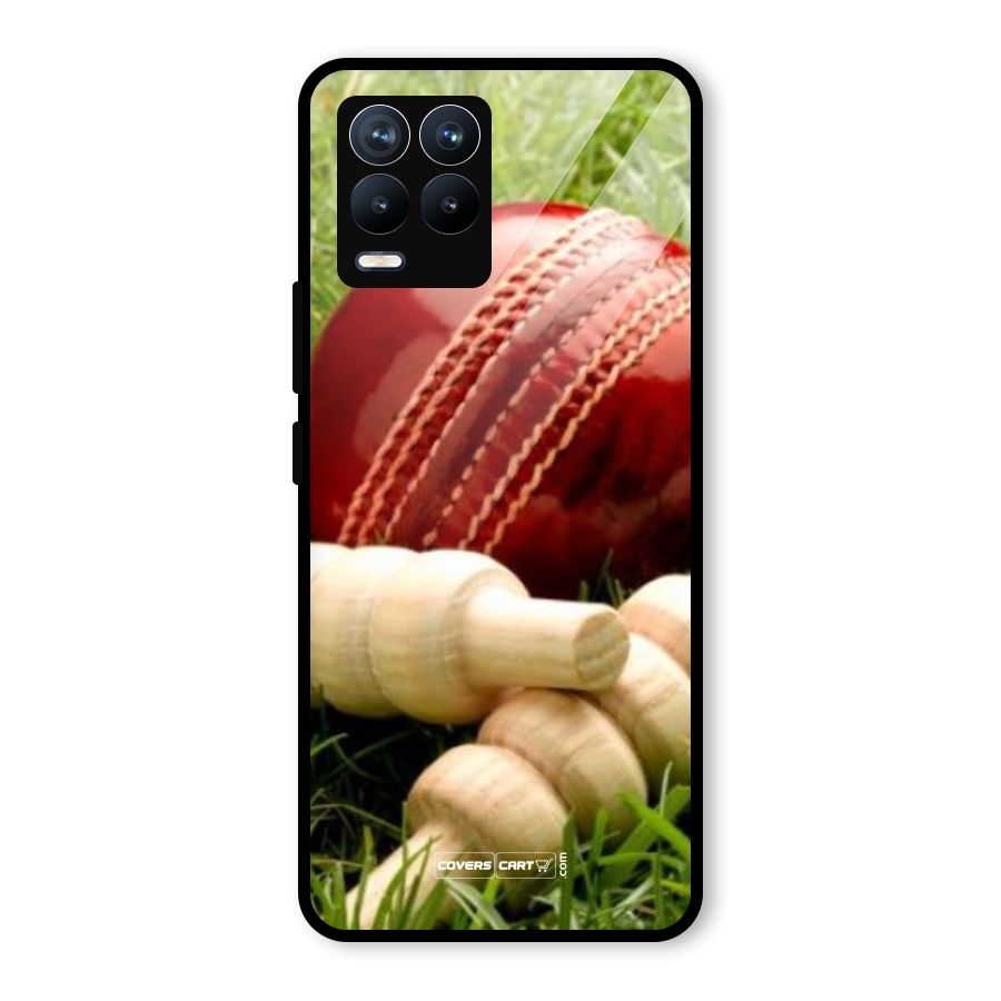 Cricket Ball and Stumps Glass Back Case for Realme 8 Pro