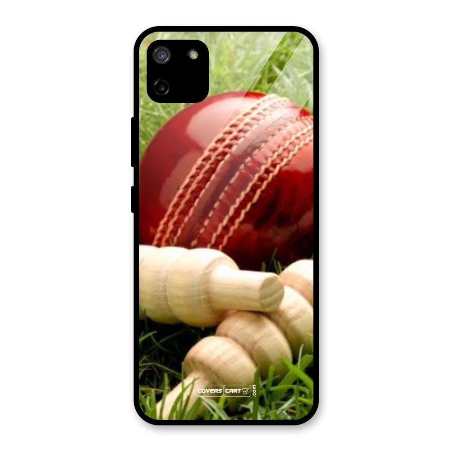 Cricket Ball and Stumps Glass Back Case for Realme C11