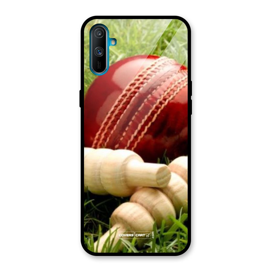 Cricket Ball and Stumps Glass Back Case for Realme C3