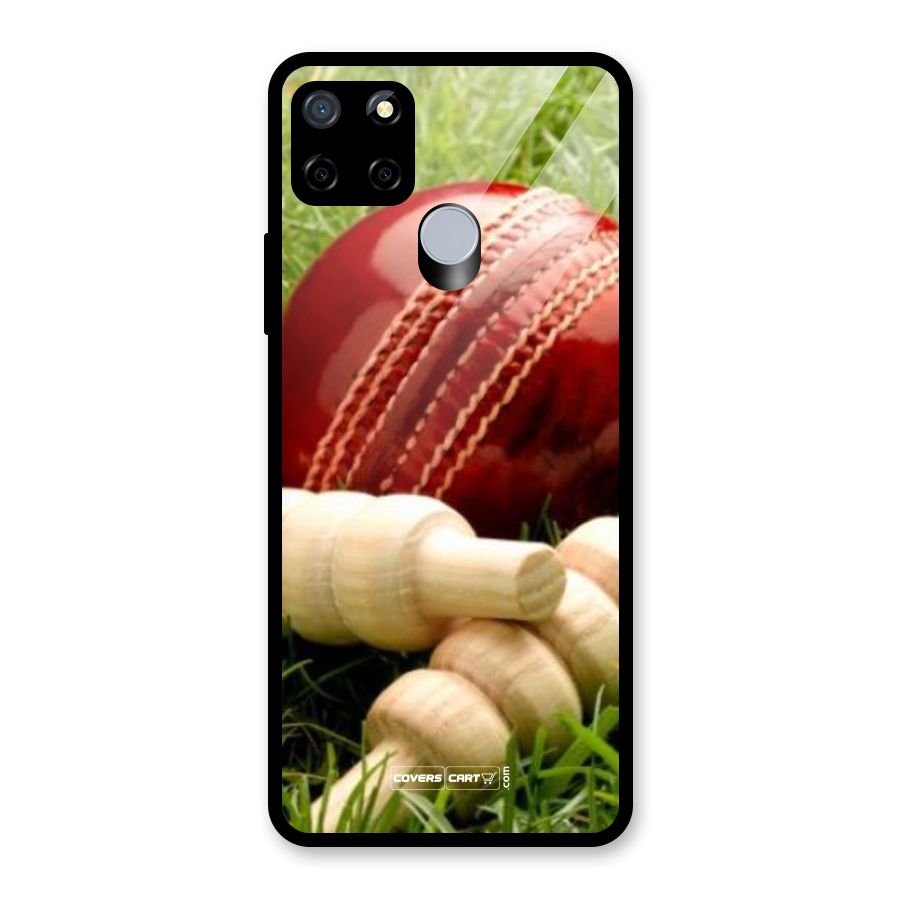 Cricket Ball and Stumps Glass Back Case for Realme Narzo 20