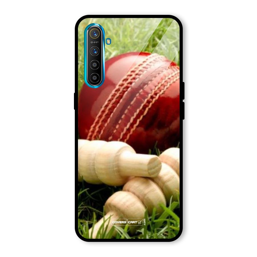 Cricket Ball and Stumps Glass Back Case for Realme X2