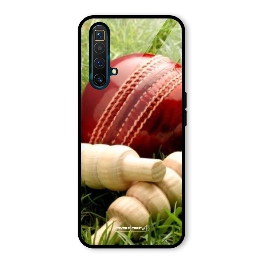 Cricket Ball and Stumps Glass Back Case for Realme X3