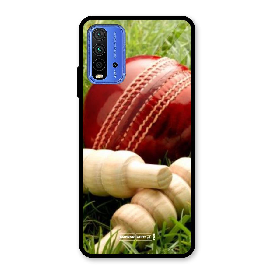 Cricket Ball and Stumps Glass Back Case for Redmi 9 Power