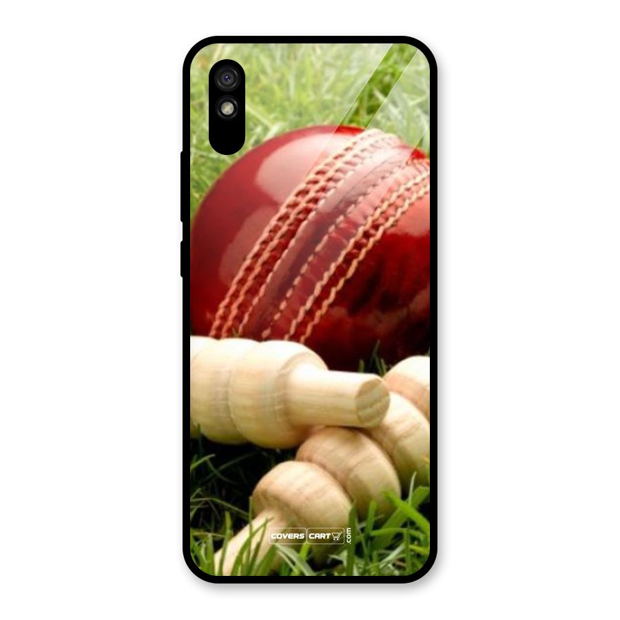 Cricket Ball and Stumps Glass Back Case for Redmi 9i