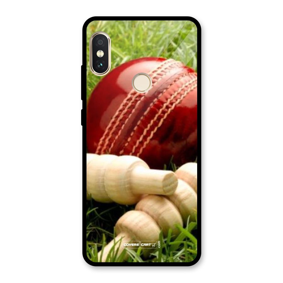 Cricket Ball and Stumps Glass Back Case for Redmi Note 5 Pro