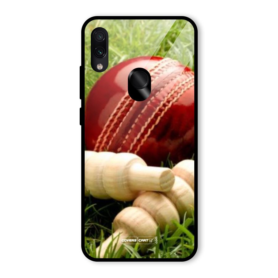 Cricket Ball and Stumps Glass Back Case for Redmi Note 7S