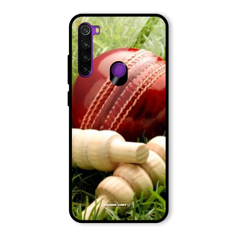 Cricket Ball and Stumps Glass Back Case for Redmi Note 8