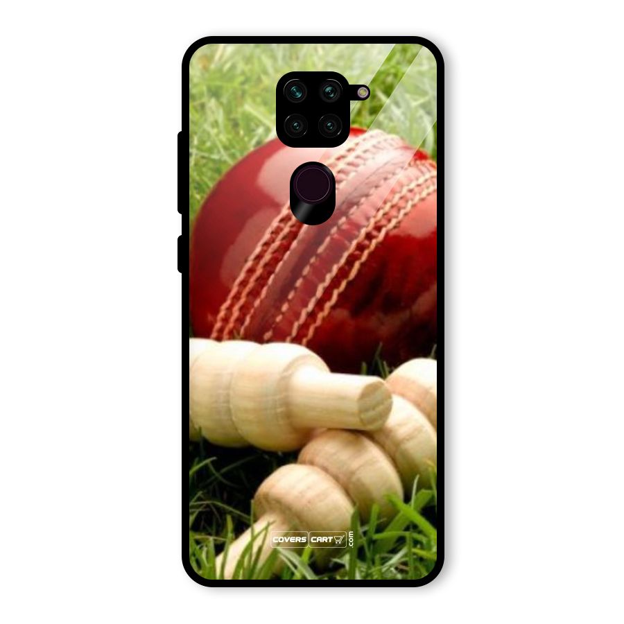 Cricket Ball and Stumps Glass Back Case for Redmi Note 9