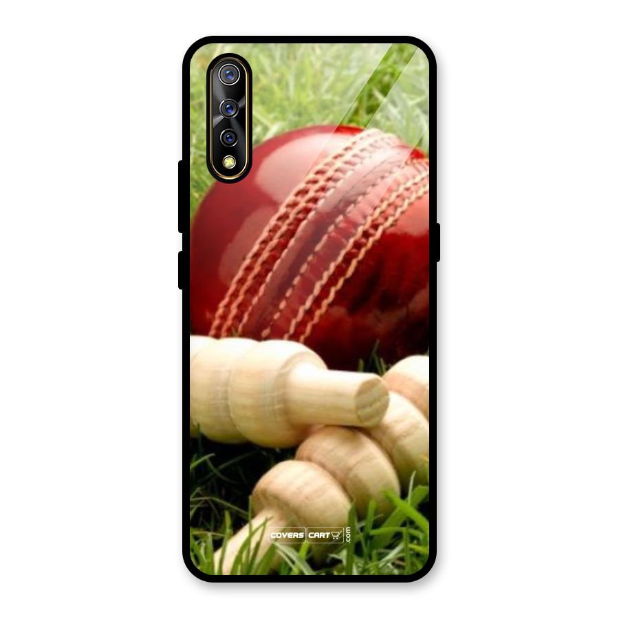 Cricket Ball and Stumps Glass Back Case for Vivo S1