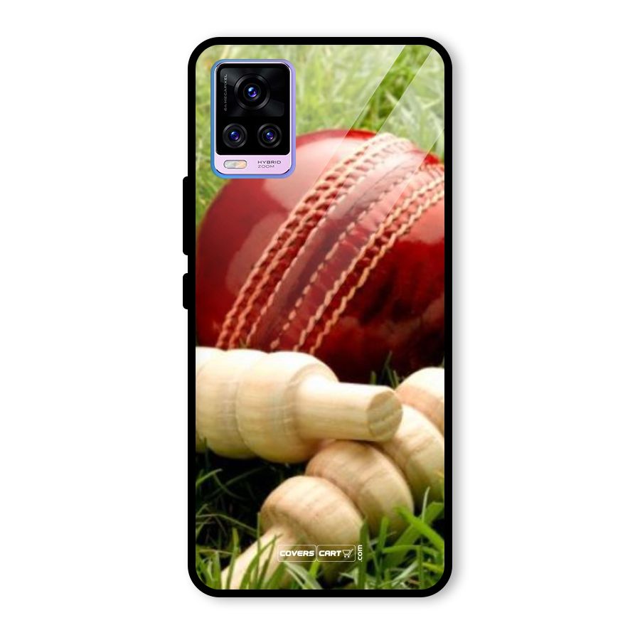 Cricket Ball and Stumps Glass Back Case for Vivo V20 Pro