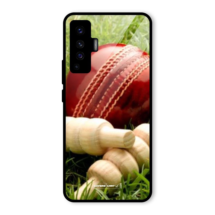 Cricket Ball and Stumps Glass Back Case for Vivo X50