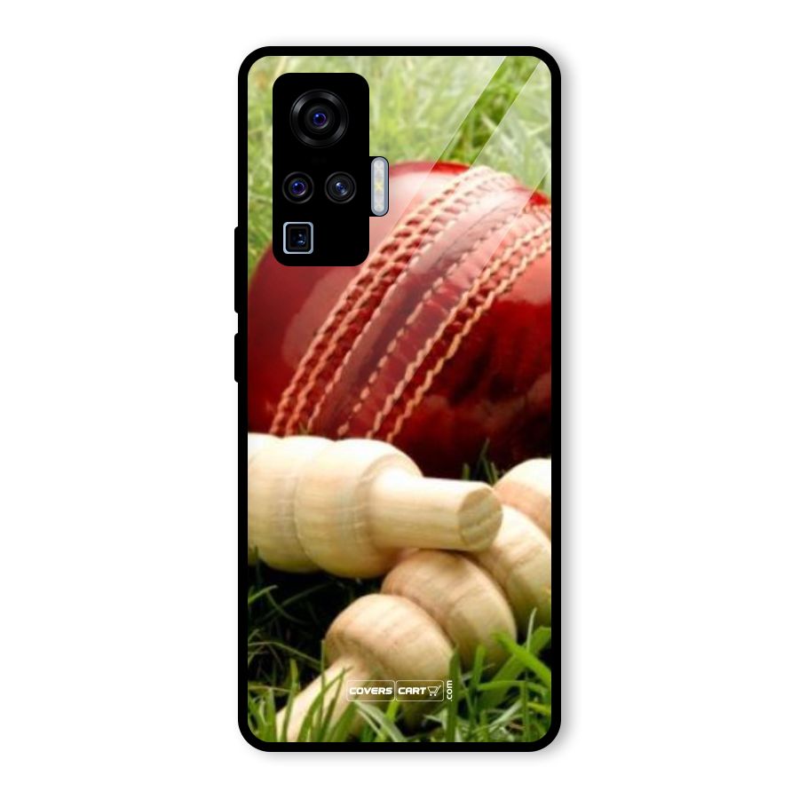 Cricket Ball and Stumps Glass Back Case for Vivo X50 Pro