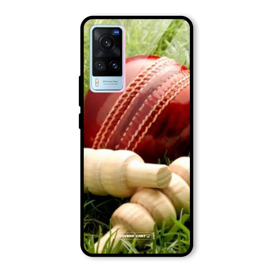 Cricket Ball and Stumps Glass Back Case for Vivo X60