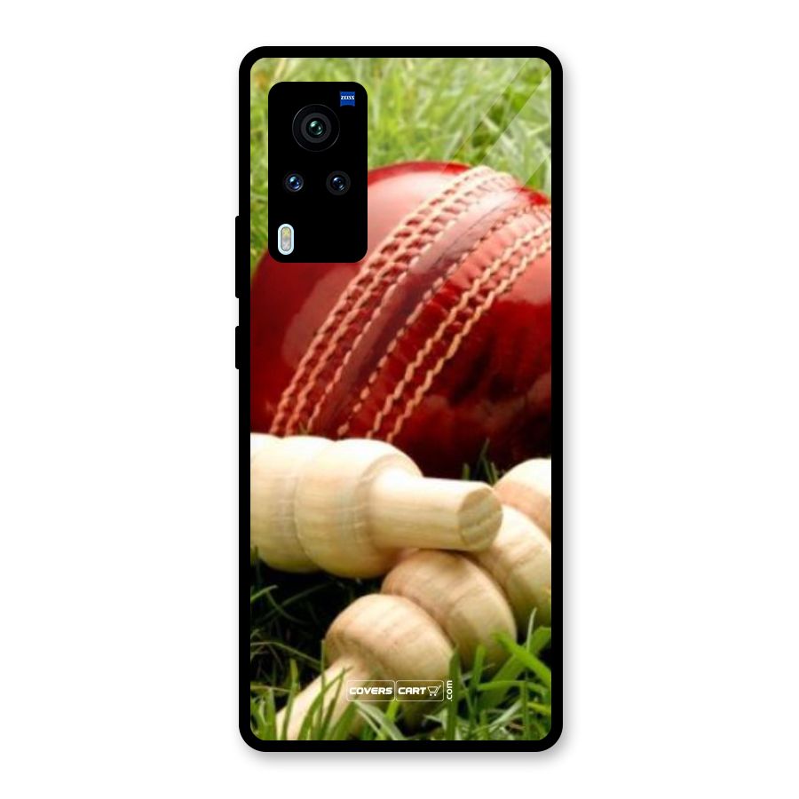 Cricket Ball and Stumps Glass Back Case for Vivo X60 Pro