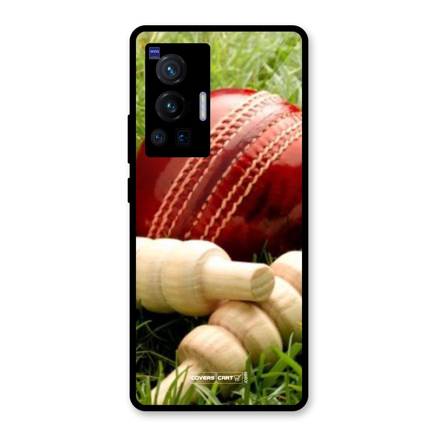 Cricket Ball and Stumps Glass Back Case for Vivo X70 Pro