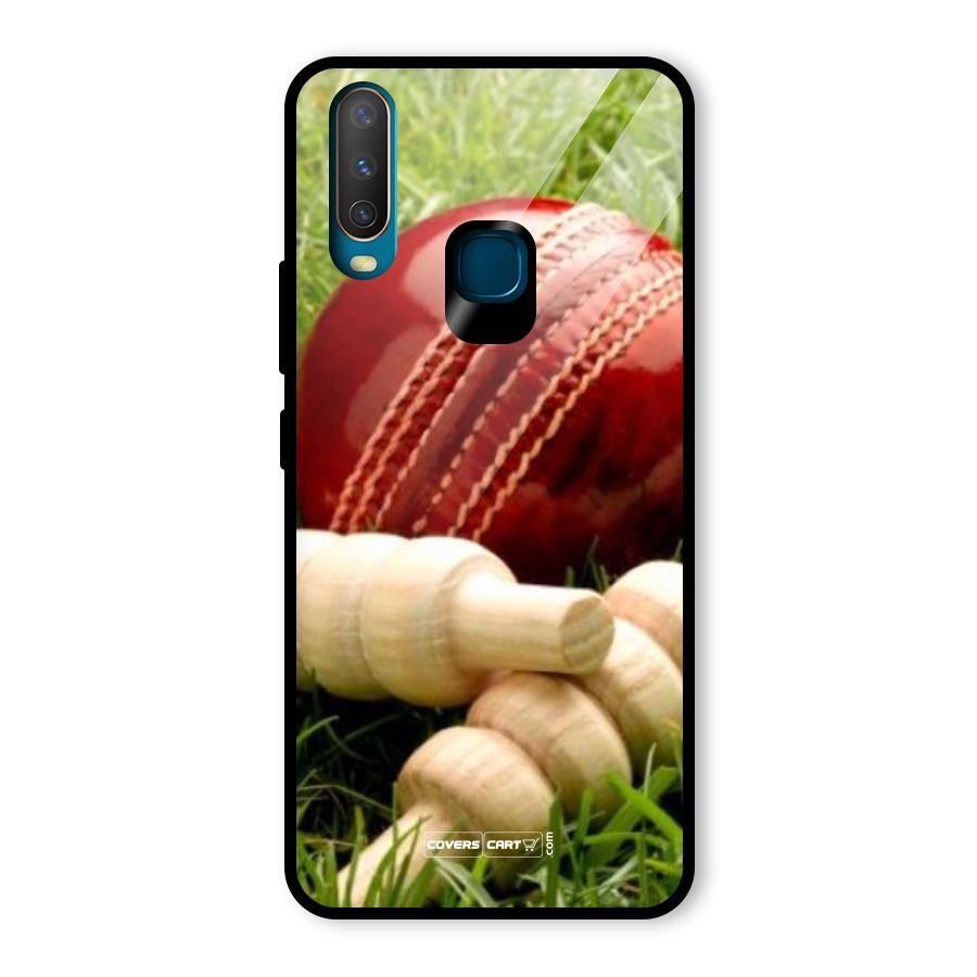 Cricket Ball and Stumps Glass Back Case for Vivo Y15