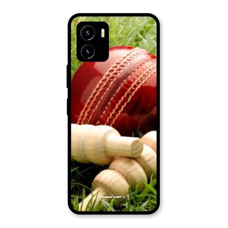 Cricket Ball and Stumps Glass Back Case for Vivo Y15s