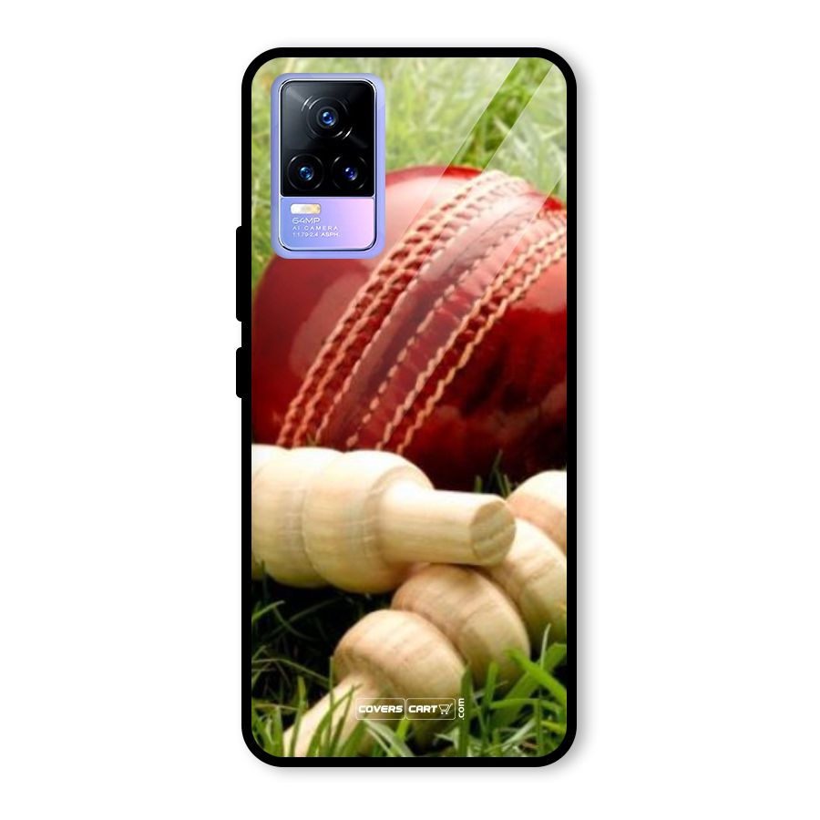 Cricket Ball and Stumps Glass Back Case for Vivo Y73