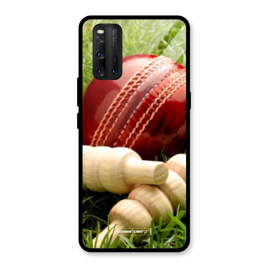 Cricket Ball and Stumps Glass Back Case for Vivo iQOO 3