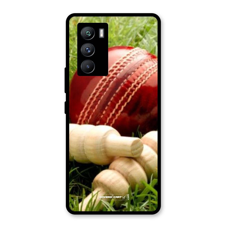 Cricket Ball and Stumps Glass Back Case for Vivo iQOO 9 SE