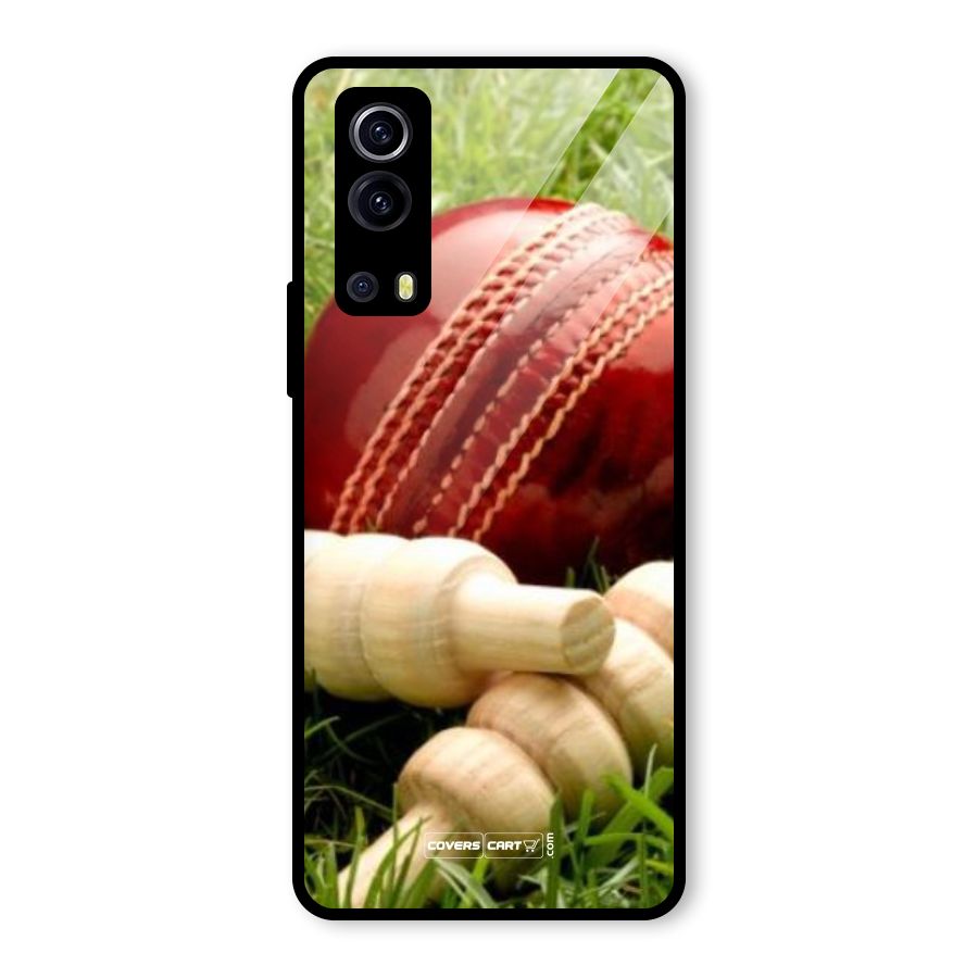 Cricket Ball and Stumps Glass Back Case for Vivo iQOO Z3