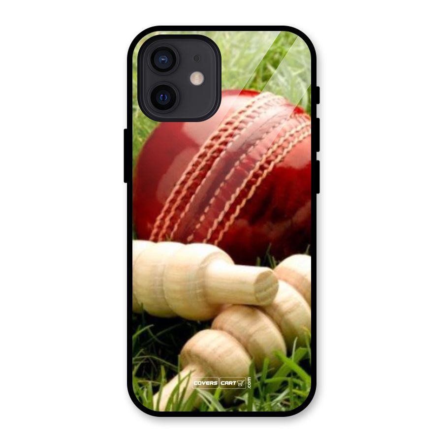 Cricket Ball and Stumps Glass Back Case for iPhone 12