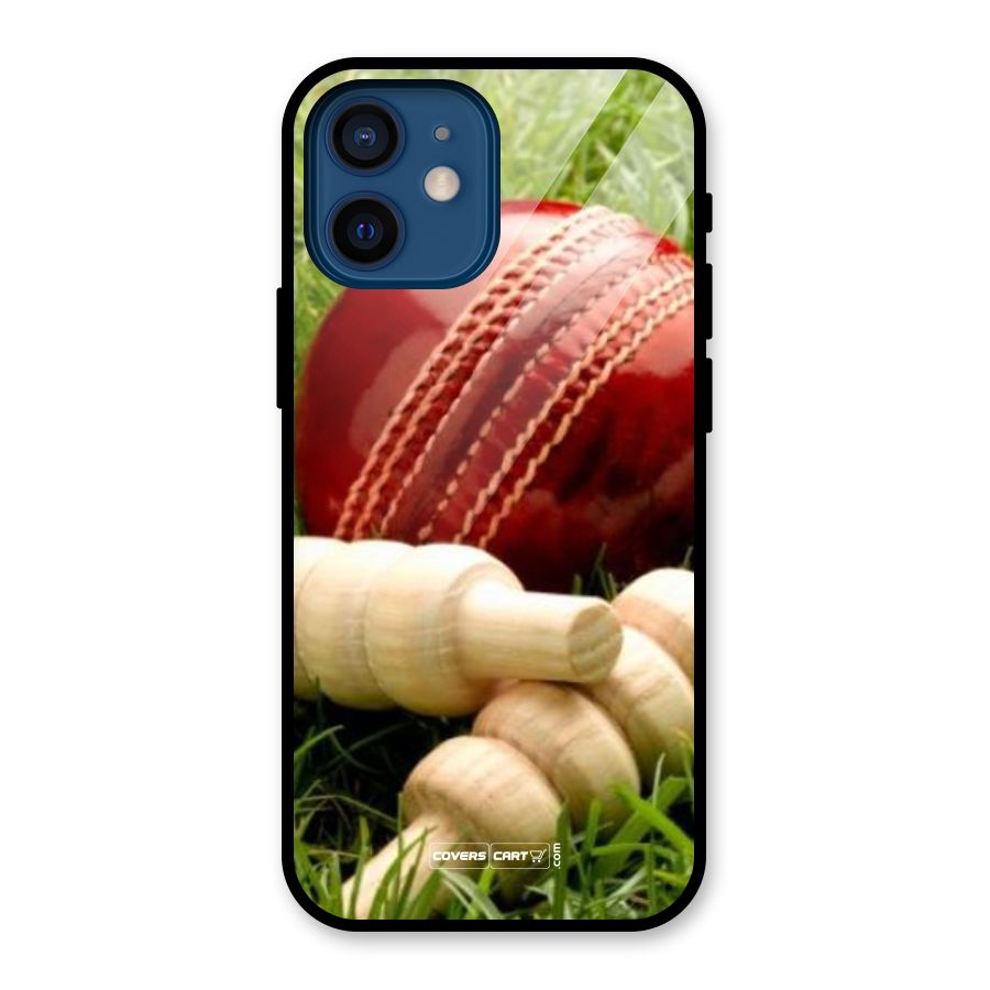 Cricket Ball and Stumps Glass Back Case for iPhone 12 Mini