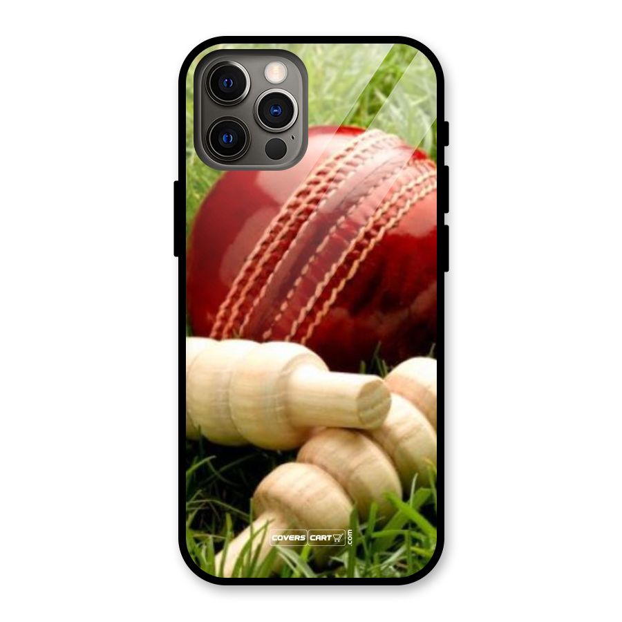 Cricket Ball and Stumps Glass Back Case for iPhone 12 Pro