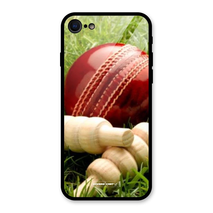 Cricket Ball and Stumps Glass Back Case for iPhone SE 2022