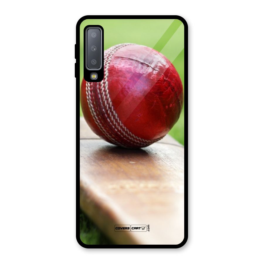Cricket Bat Ball Glass Back Case for Galaxy A7 (2018)