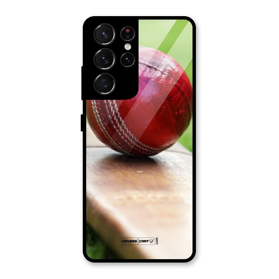 Cricket Bat Ball Glass Back Case for Galaxy S21 Ultra 5G