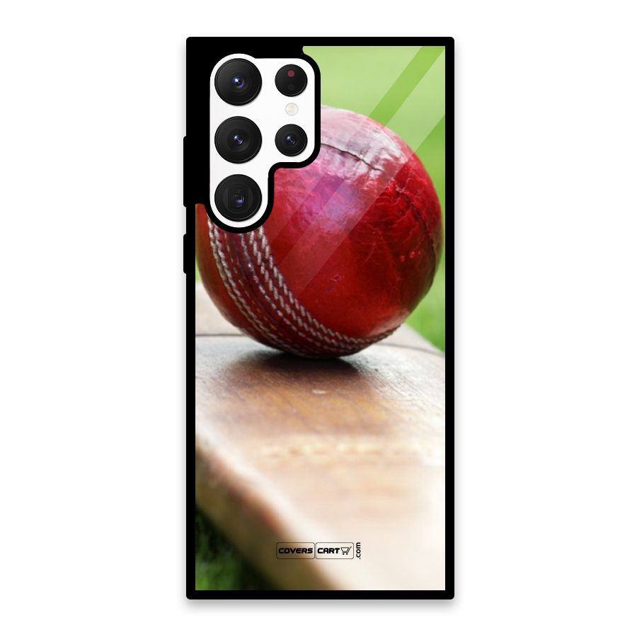 Cricket Bat Ball Glass Back Case for Galaxy S22 Ultra 5G
