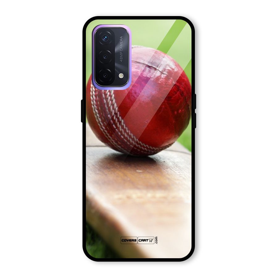 Cricket Bat Ball Glass Back Case for Oppo A74 5G
