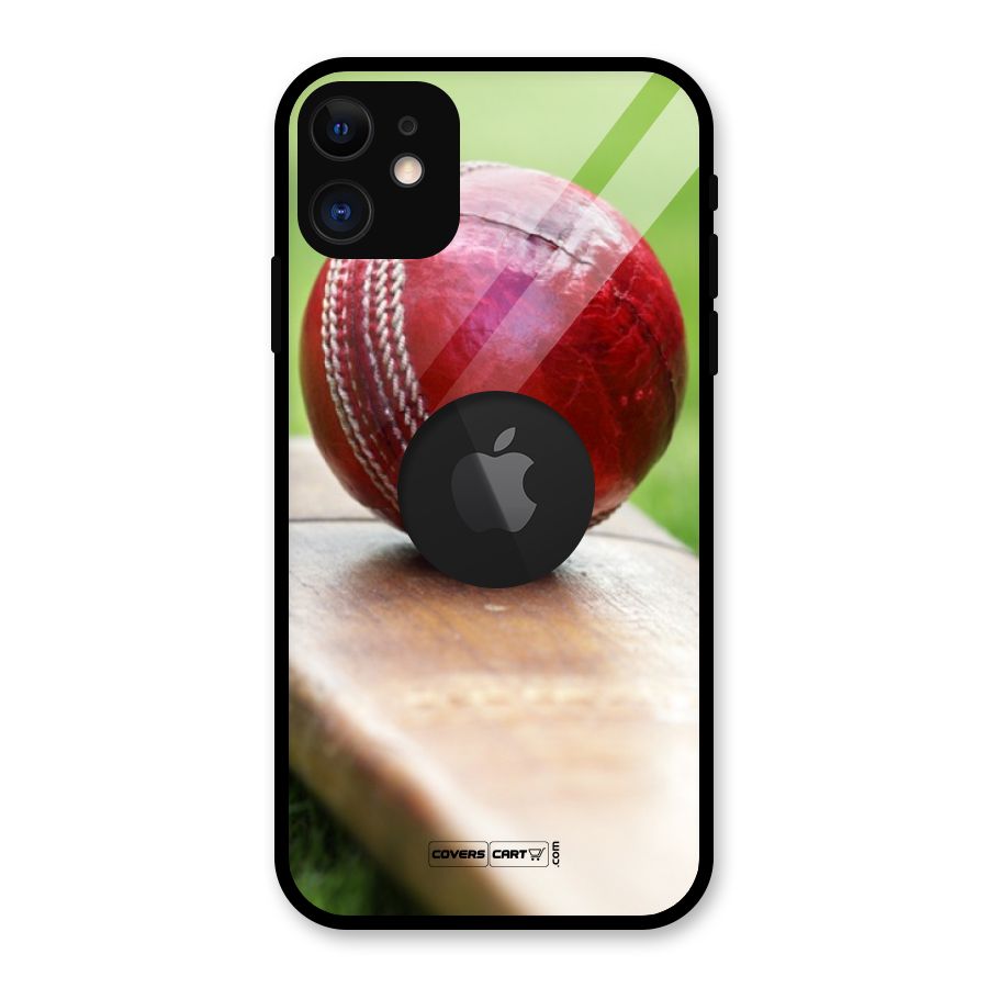 Cricket Bat Ball Glass Back Case for iPhone 11 Logo Cut