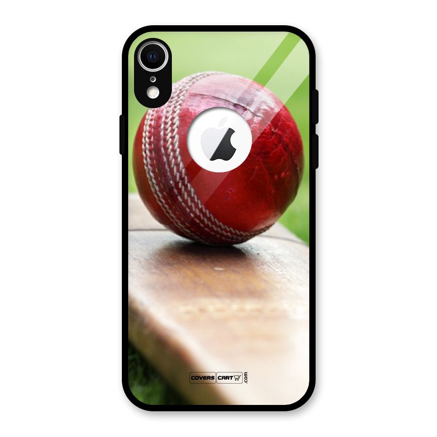 Cricket Bat Ball Glass Back Case for iPhone XR Logo Cut