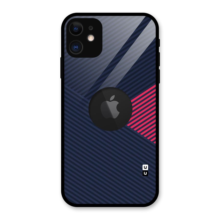 Criscros Stripes Glass Back Case for iPhone 11 Logo Cut