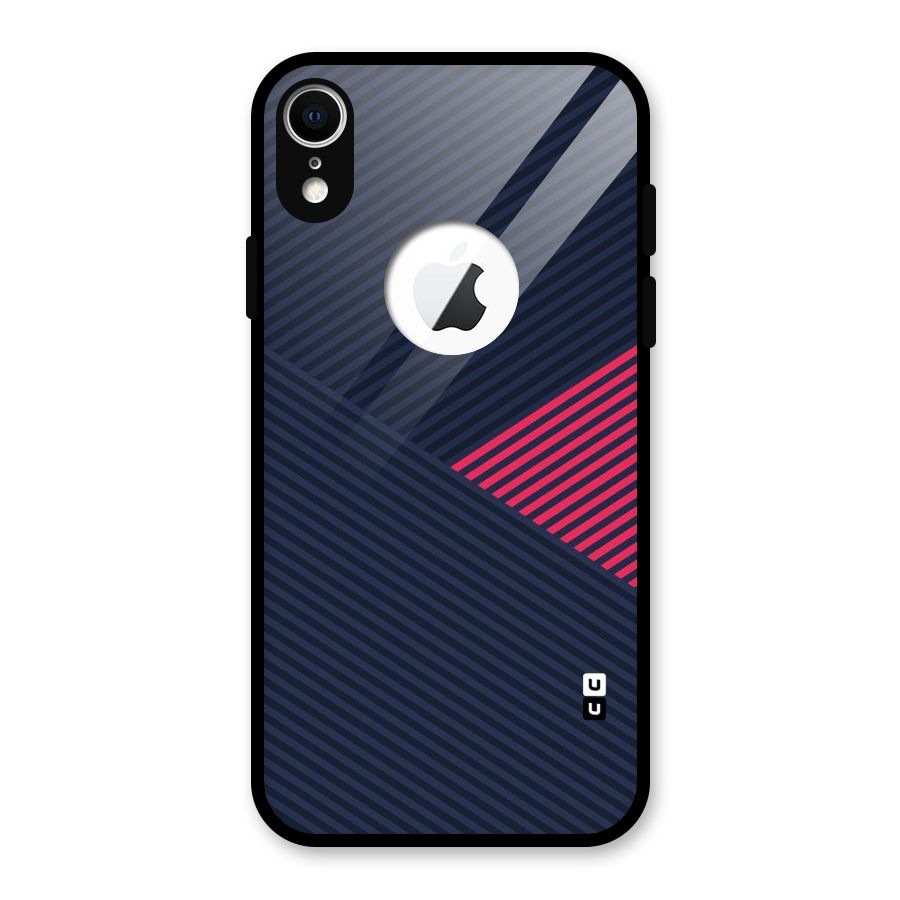 Criscros Stripes Glass Back Case for iPhone XR Logo Cut