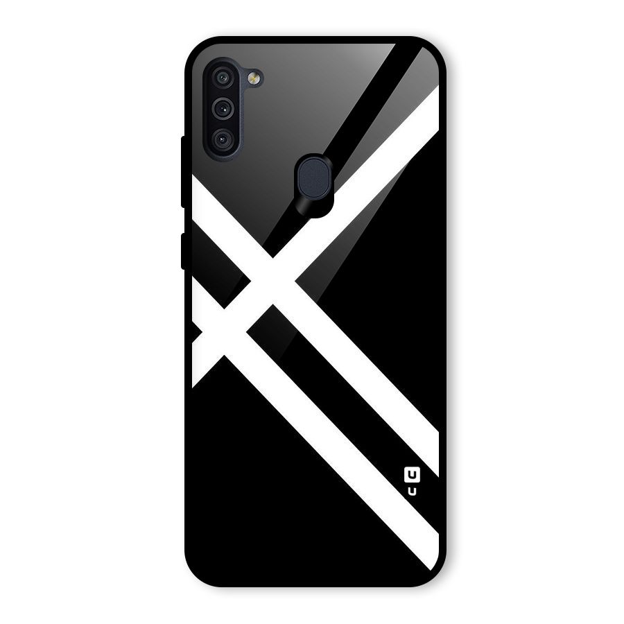 CrissCross Lines Glass Back Case for Galaxy M11