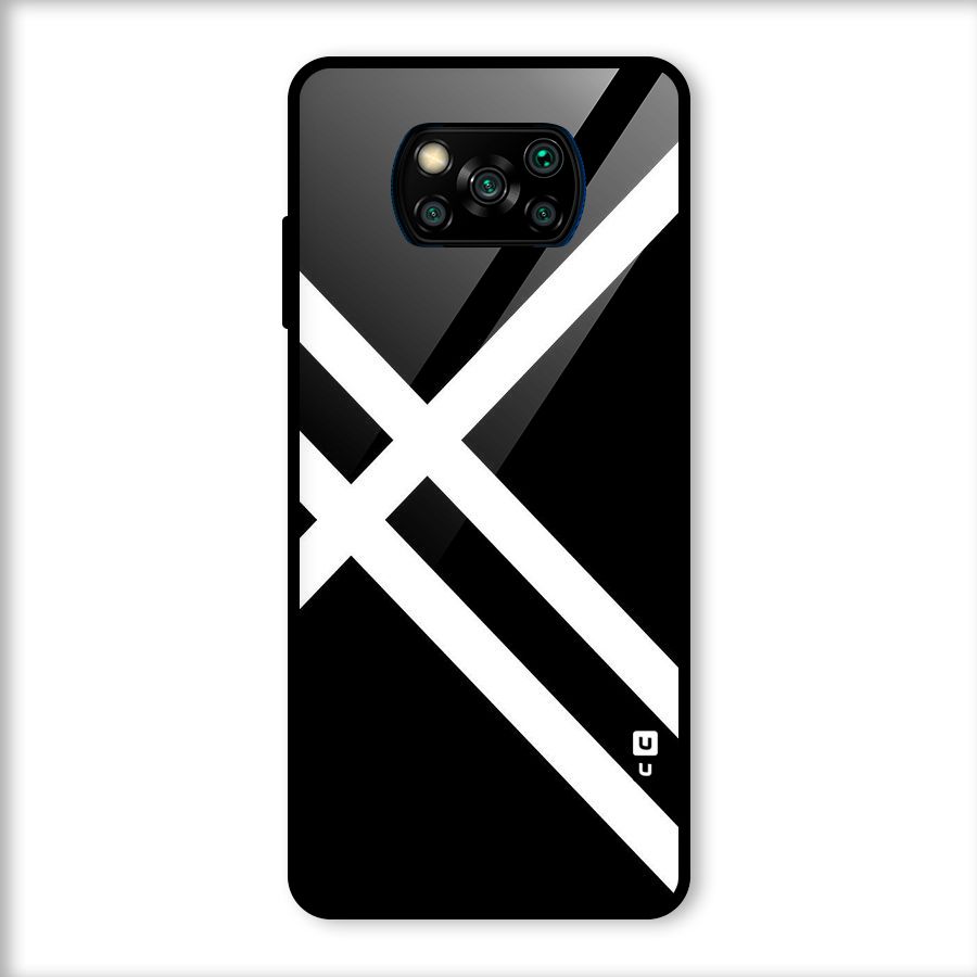 CrissCross Lines Glass Back Case for Poco X3