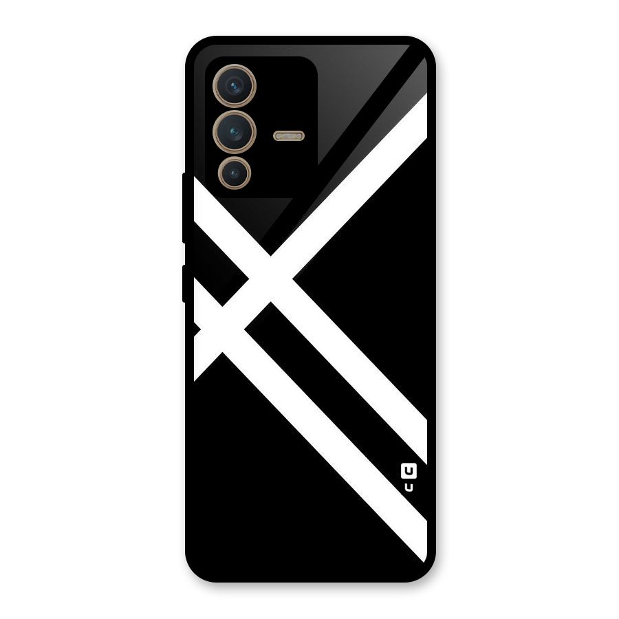 CrissCross Lines Glass Back Case for Vivo V23 5G