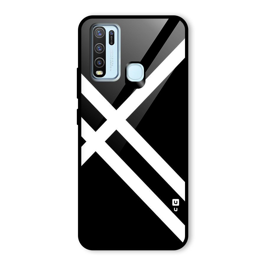 CrissCross Lines Glass Back Case for Vivo Y30