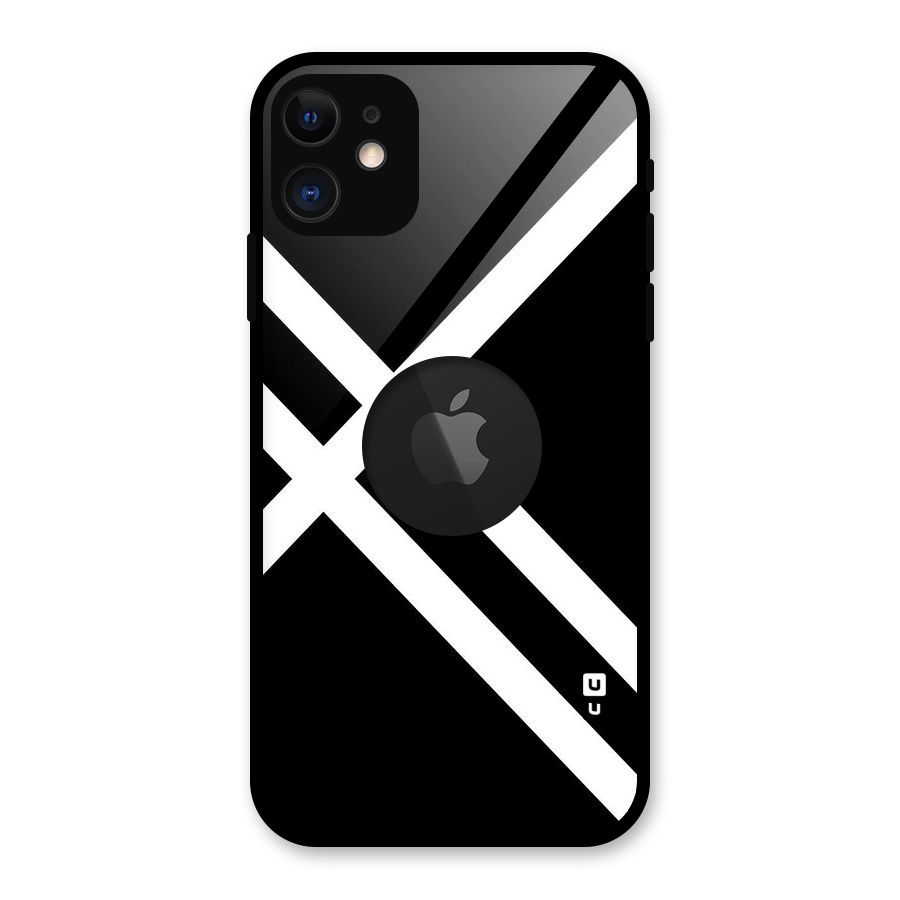 CrissCross Lines Glass Back Case for iPhone 11 Logo Cut
