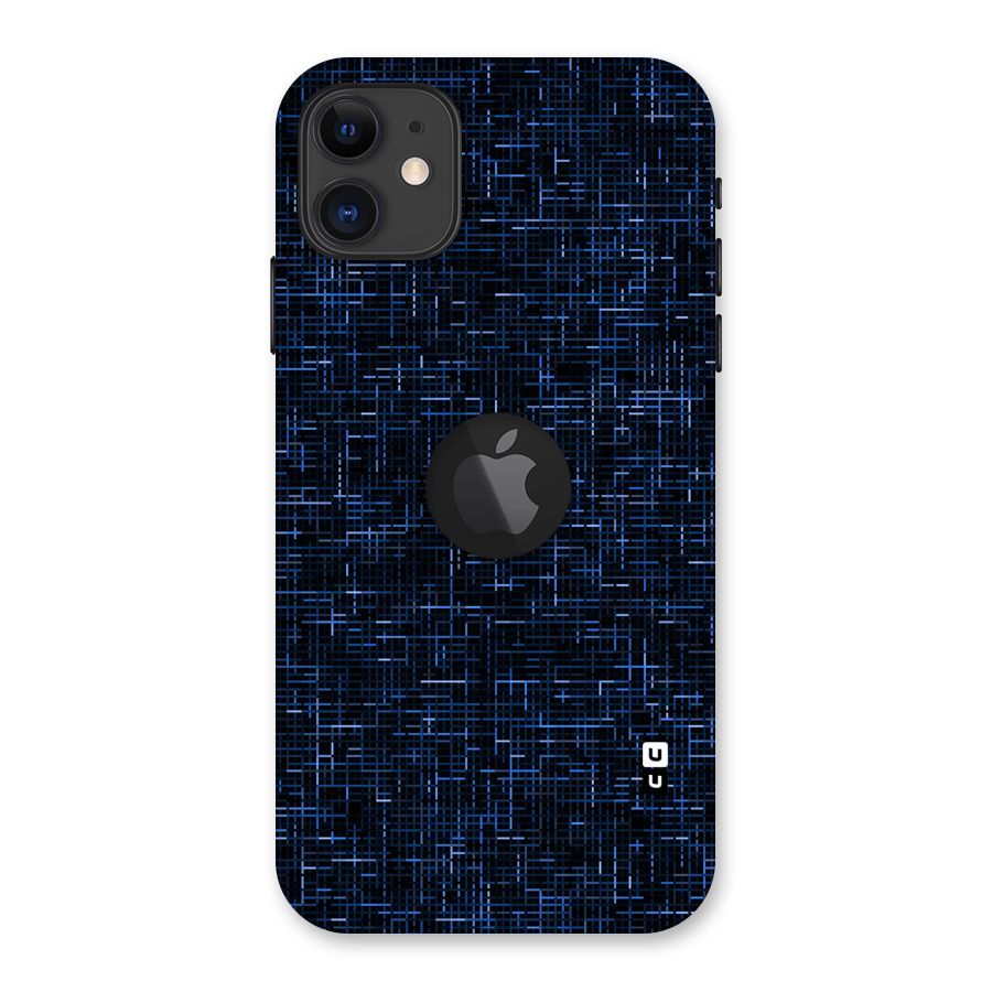 Criss Cross Blue Pattern Back Case for iPhone 11 Logo Cut