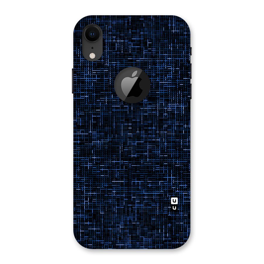 Criss Cross Blue Pattern Back Case for iPhone XR Logo Cut