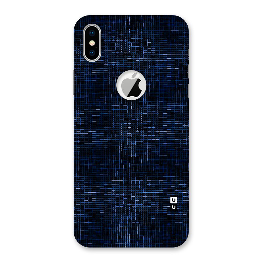 Criss Cross Blue Pattern Back Case for iPhone XS Logo Cut