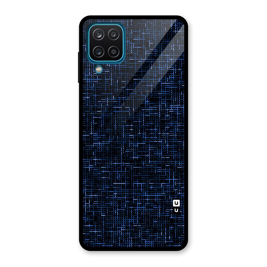 Criss Cross Blue Pattern Glass Back Case for Galaxy A12