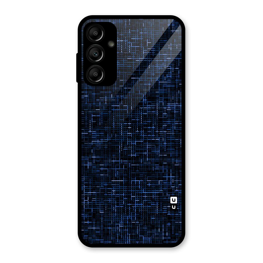 Criss Cross Blue Pattern Glass Back Case for Galaxy A14 5G