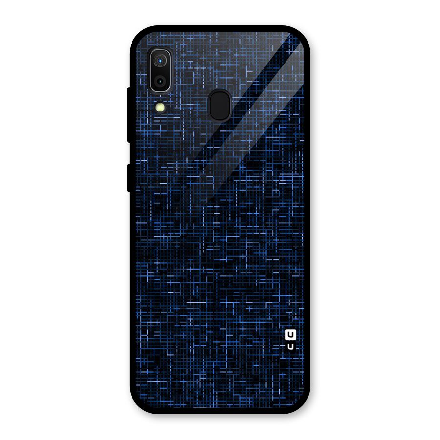 Criss Cross Blue Pattern Glass Back Case for Galaxy A30