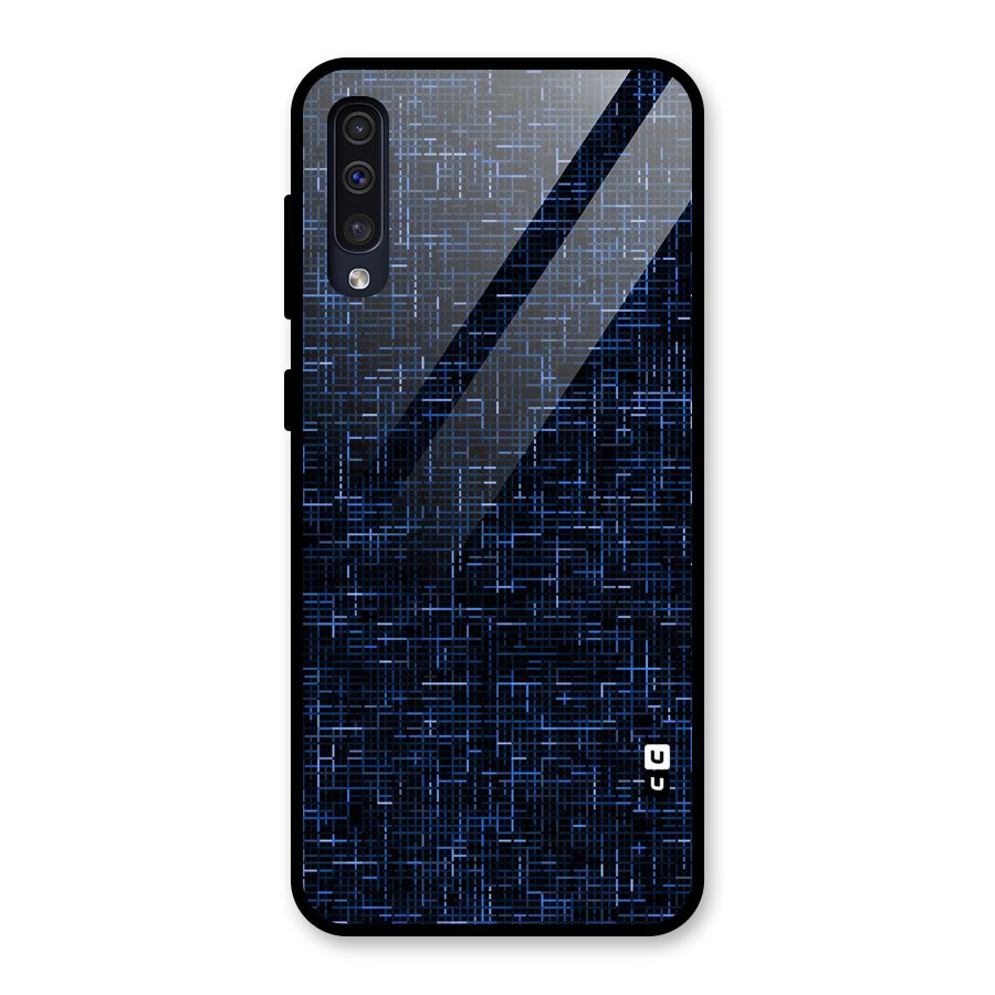 Criss Cross Blue Pattern Glass Back Case for Galaxy A50s