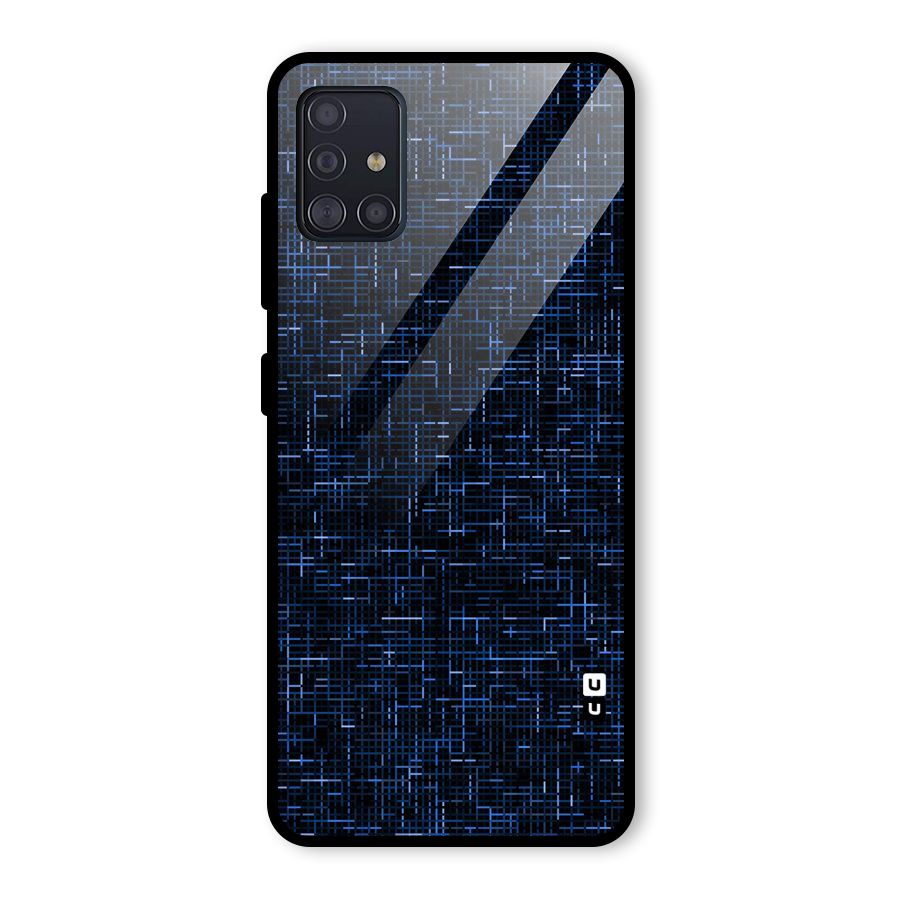 Criss Cross Blue Pattern Glass Back Case for Galaxy A51